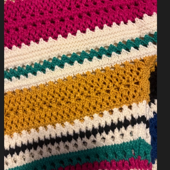 Zara rustic striped oversized crochet vest and flare pants coordinated set NWT - Picture 6 of 11